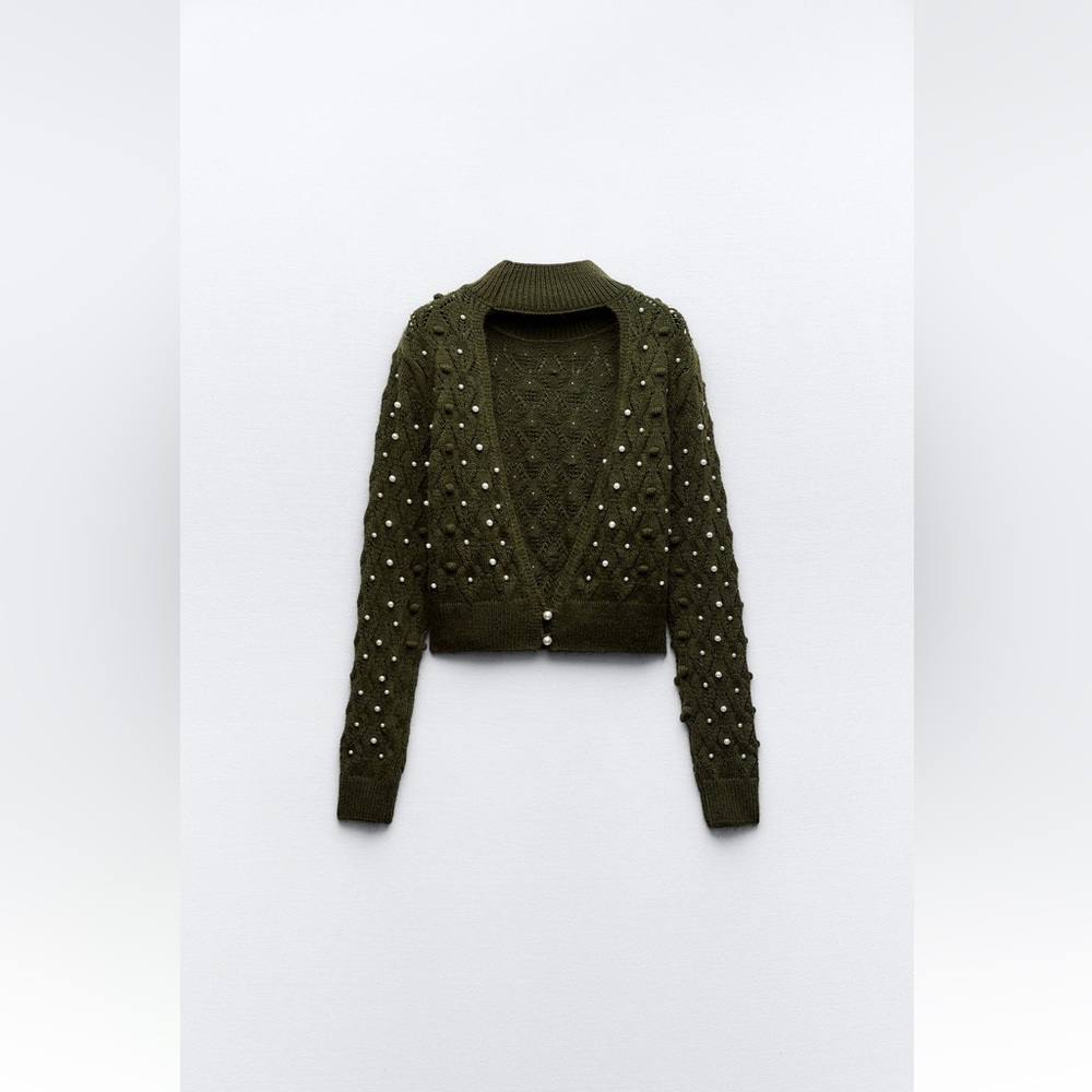 KNIT OPEN BACK PEARLY SWEATER - Picture 7 of 11